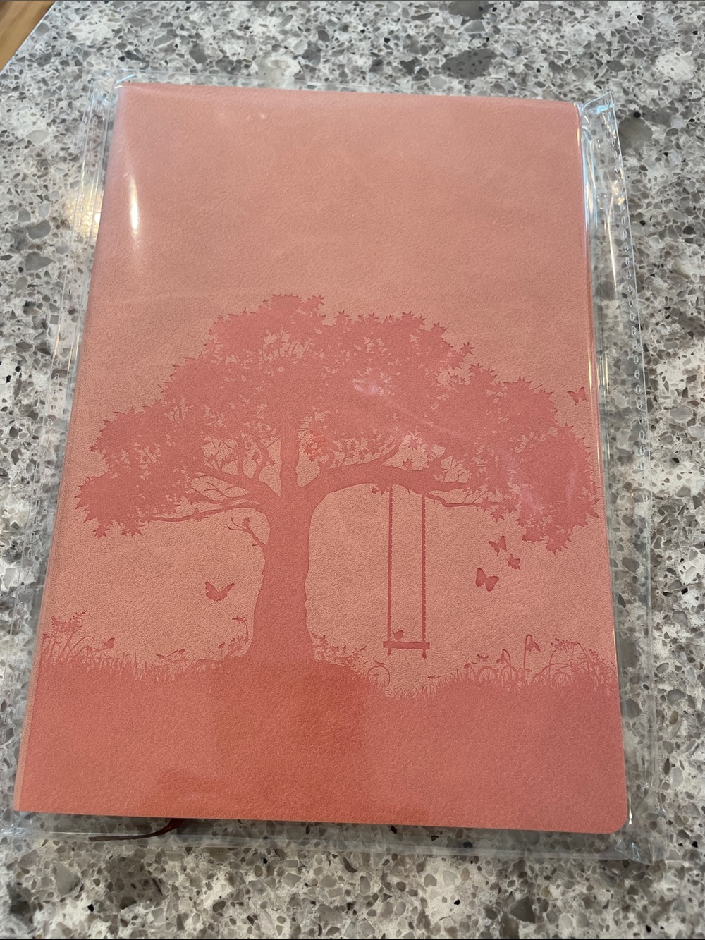 Tree Swing Embossed Leather Journal - Coral Pink